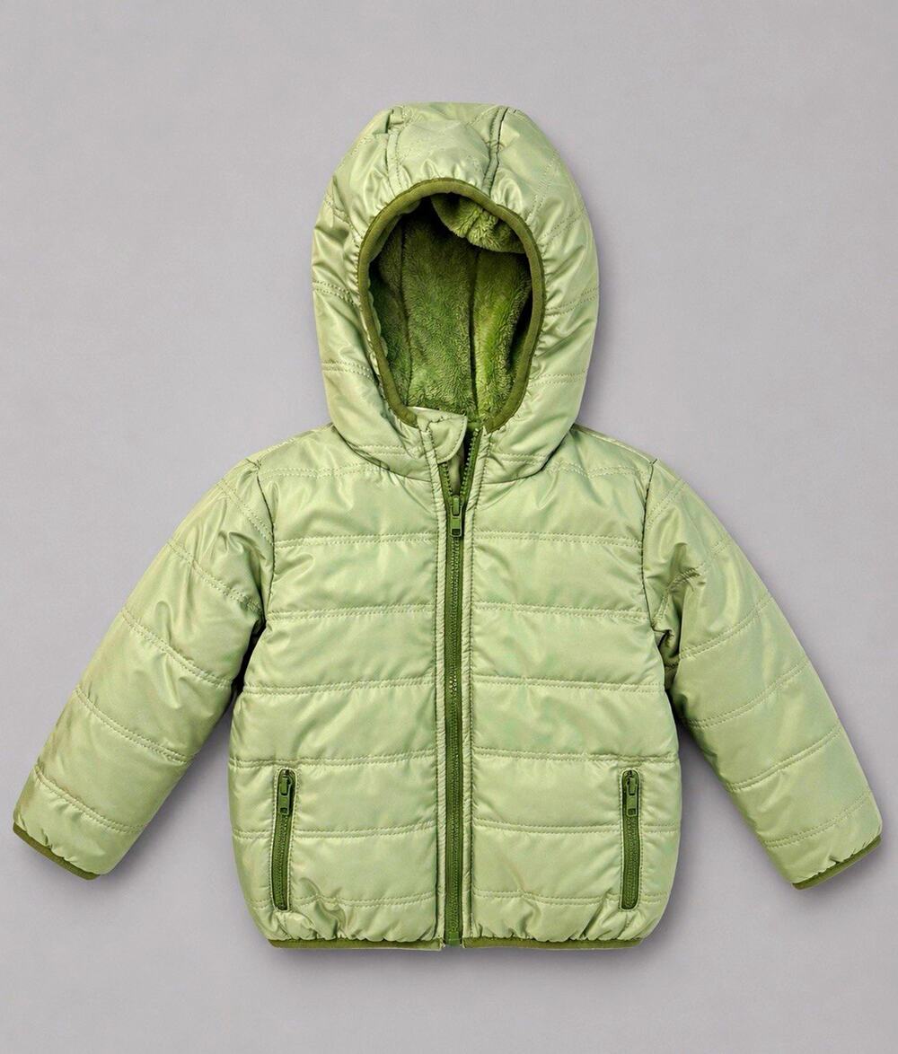Mick Mack Hooded Full Zip Puffer Jacket Green 24 Months Unisex Pockets